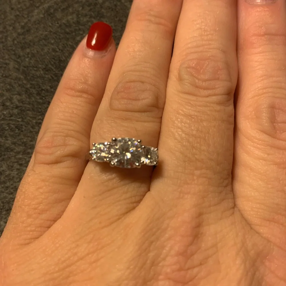 Moissanite Co. 1.8 CaratCushion Trellis Three-Stone Engagement Ring Size 7 $1355